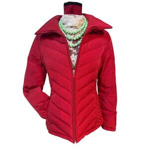 Kenneth Cole Reaction Short Fitted Light Puffer Stye Jacket - Red - Size M Down